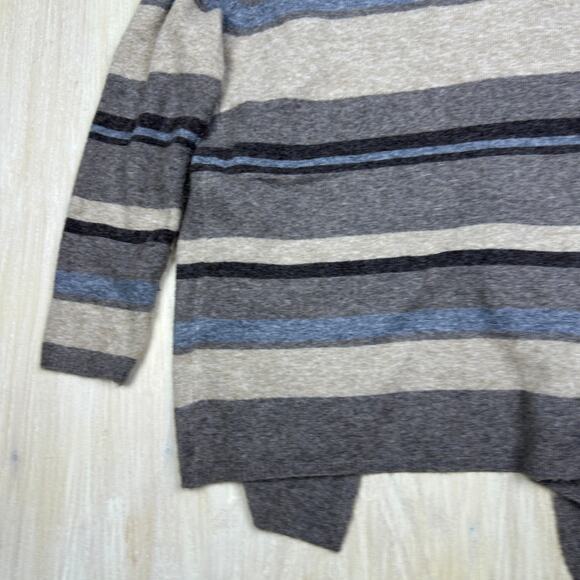 II Two Sisters Striped Waterfall Draped Lagenlook Open Cardigan Sweater Large - Picture 9 of 14